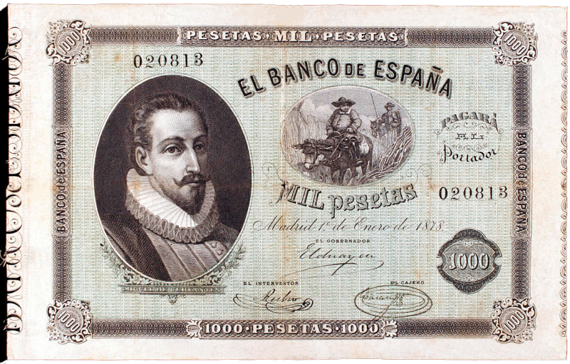 Рисунок 4. Аверс банкноты 1000 испанских песет образца 1878 года, источник – Викисклад